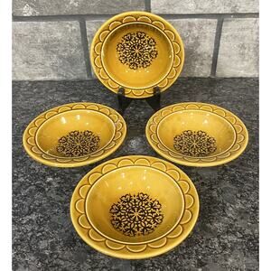 4 Homer Laughlin Coventry Castilian Granada Gold Fruit Dessert Berry Bowls 6"